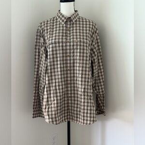 Classic Men's Long-Sleeve Plaid Shirt - Gray/Green/White/Orange